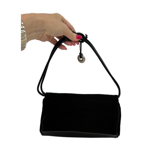 The Sak Women’s Black Purse Fabric Weave Faux Leather Rectangle Snap Pockets - Picture 15 of 17